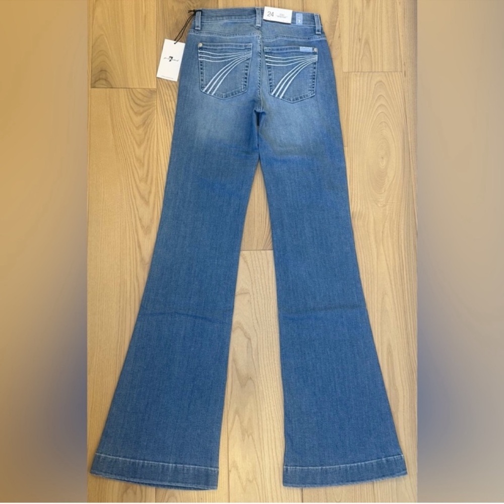 7 For All Mankind Dojo Original Jeans Women's Flare Leg Trousers NWT Size 24 - Picture 4 of 6